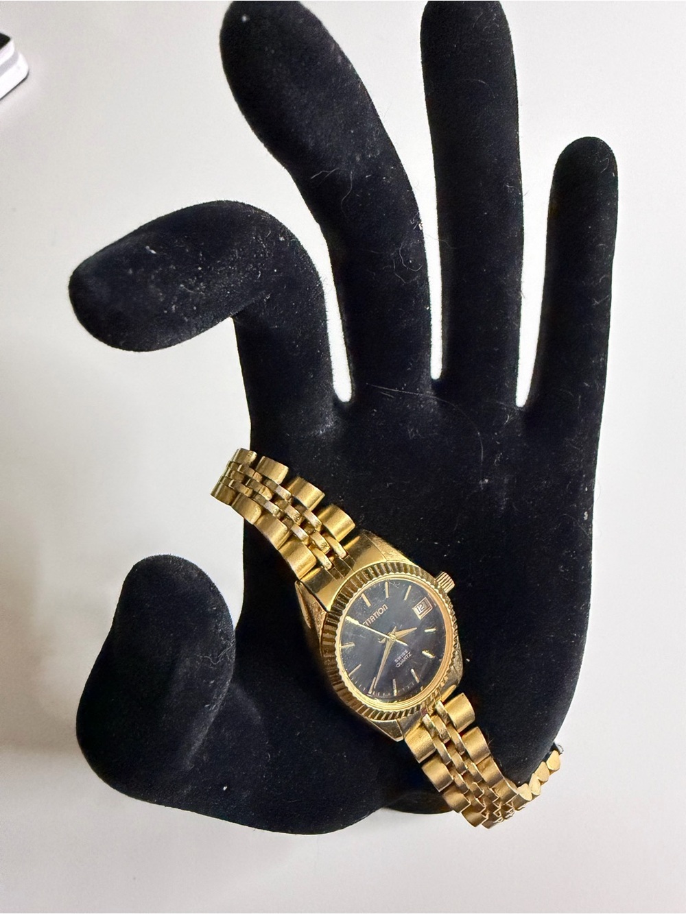 Gold Women’s Dress Watch with Black Dial - Classic Stainless Bracelet